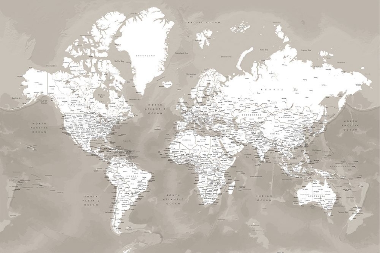 Picture of DETAILED WORLD MAP WITH CITIES, ORIEN