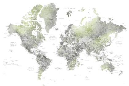 Picture of DETAILED WORLD MAP WITH CITIES, HOLLACE