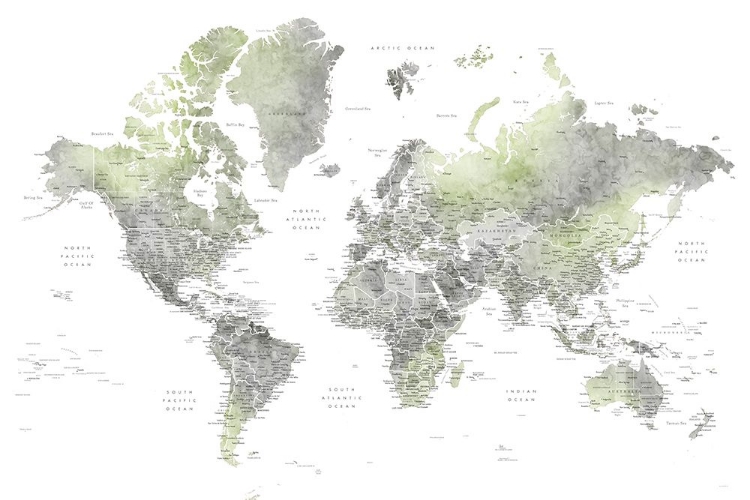 Picture of DETAILED WORLD MAP WITH CITIES, HOLLACE