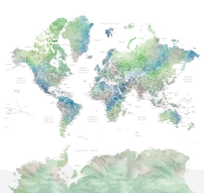 Picture of DETAILED WORLD MAP WITH CITIES, DECLAN