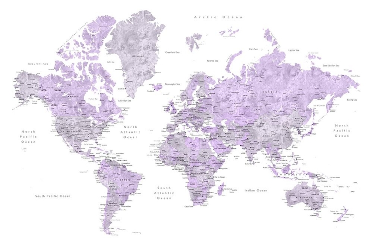 Picture of WATERCOLOR WORLD MAP WITH CITIES, TANYA