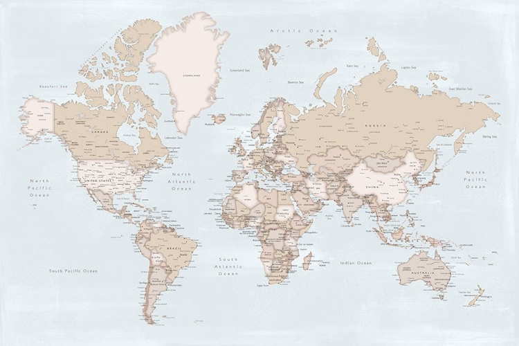 Picture of RUSTIC WORLD MAP WITH CITIES, RENISHA