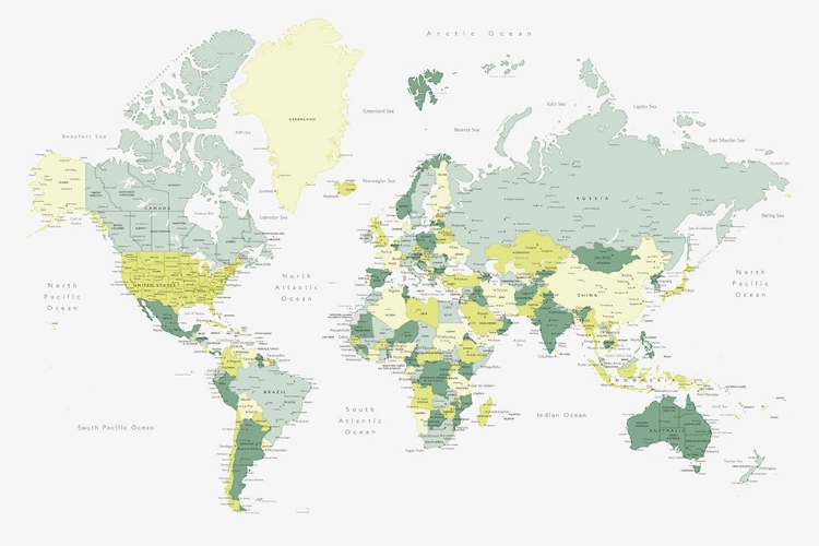 Picture of GREEN WORLD MAP WITH CITIES, KAPUEO