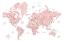 Picture of PINK WATERCOLOR WORLD MAP WITH CITIES, ALHELI