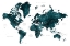 Picture of DARK TEAL WORLD MAP WITH CITIES, MAKANI