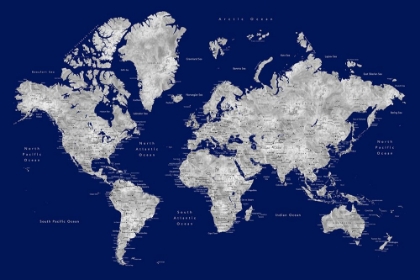 Picture of WATERCOLOR WORLD MAP WITH CITIES, KAWENA