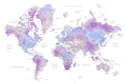 Picture of WATERCOLOR WORLD MAP WITH CITIES, GINA