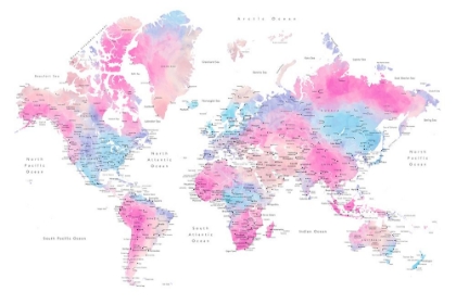 Picture of WATERCOLOR WORLD MAP WITH CITIES, KEAHI