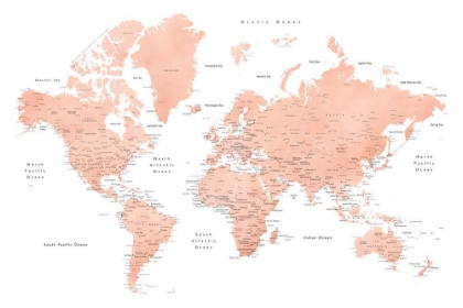 Picture of ROSE GOLD WORLD MAP WITH CITIES, HADI
