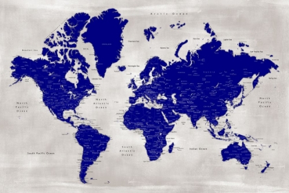 Picture of DISTRESSED WORLD MAP WITH CITIES, DELANEY