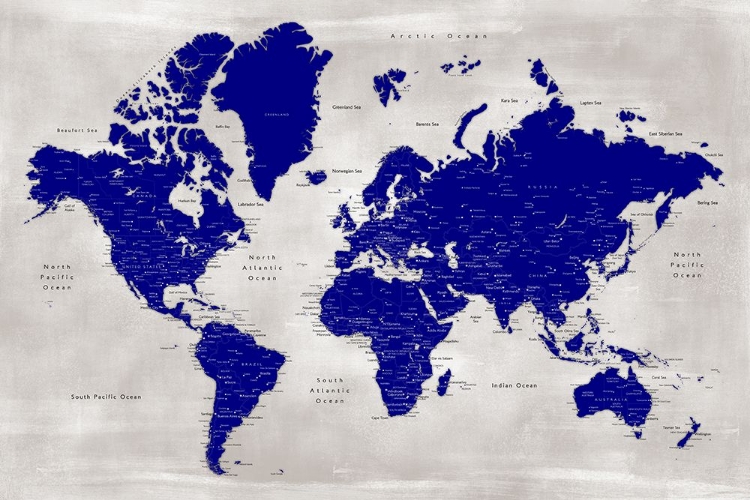 Picture of DISTRESSED WORLD MAP WITH CITIES, DELANEY