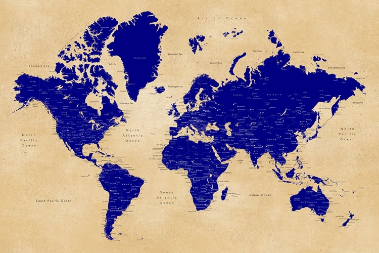 Picture of RUSTIC WORLD MAP WITH CITIES, KORINNE