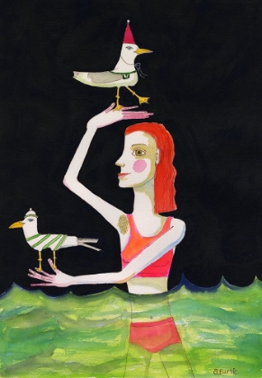 Picture of SWIMMING LADY WITH BIRDS