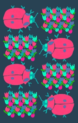 Picture of LADYBUGS IN FLOWERS