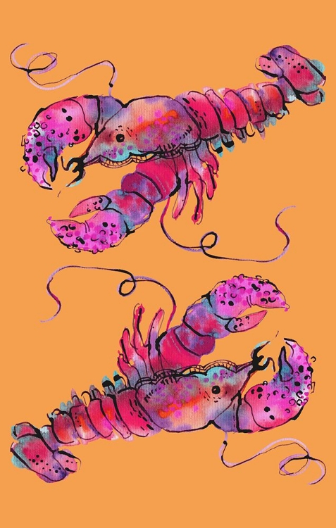 Picture of LOBSTERS ON ORANGE