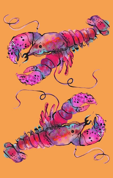 Picture of LOBSTERS ON ORANGE