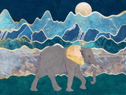 Picture of LANDSCAPE ELEPHANT MOONLIT MOUNTAINS