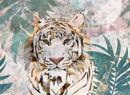 Picture of TIGER GRUNGE TROPICAL PALM WALL MURAL