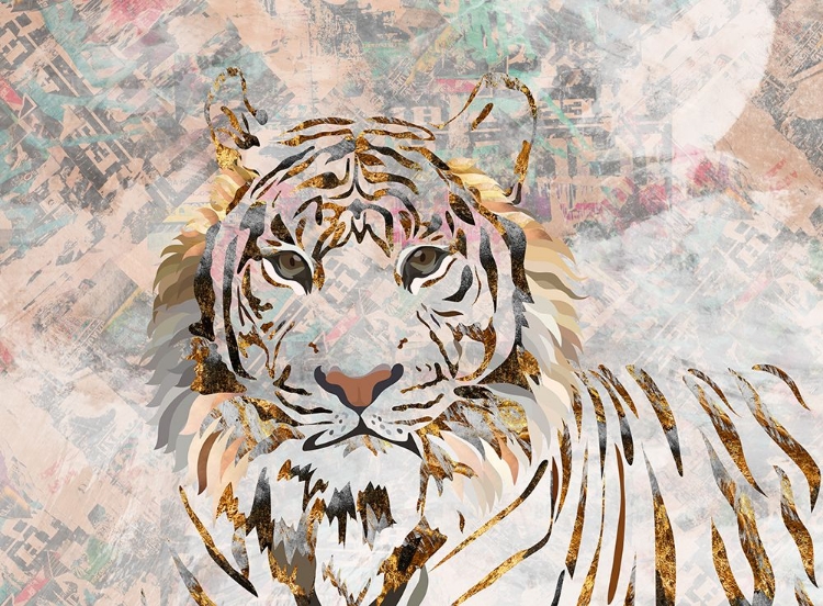 Picture of TIGER GRUNGY GOLD MURAL