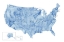 Picture of BLUE WATERCOLOR MAP OF THE USA WITH STATES AND STATE CAPITALS