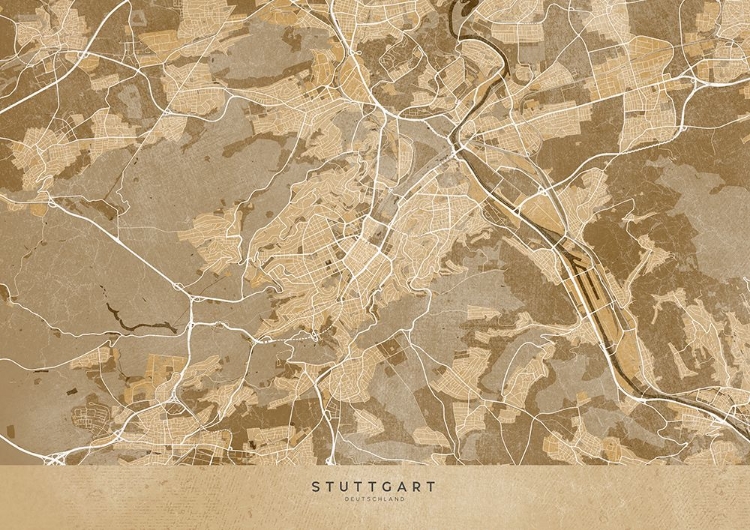 Picture of MAP OF STUTTGART GERMANY IN SEPIA VINTAGE STYLE