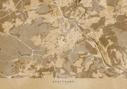 Picture of SEPIA VINTAGE MAP OF STUTTGART DOWNTOWN GERMANY