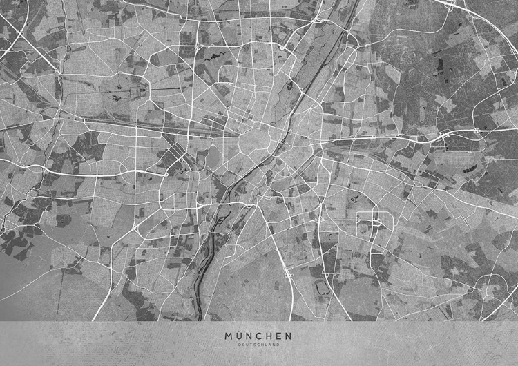 Picture of GRAY VINTAGE MAP OF MUNICH GERMANY