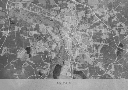 Picture of GRAY VINTAGE MAP OF LEIPZIG GERMANY