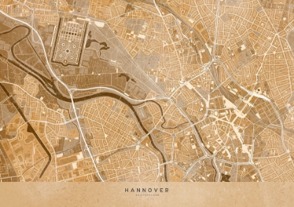 Picture of SEPIA VINTAGE MAP OF HANNOVER DOWNTOWN GERMANY