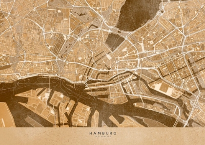 Picture of SEPIA VINTAGE MAP OF HAMBURG DOWNTOWN GERMANY