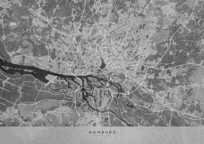 Picture of GRAY VINTAGE MAP OF HAMBURG GERMANY