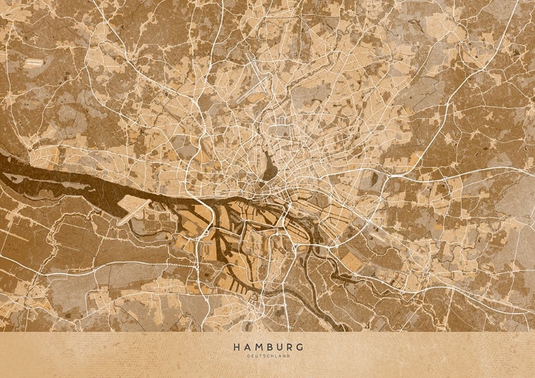 Picture of SEPIA VINTAGE MAP OF HAMBURG GERMANY