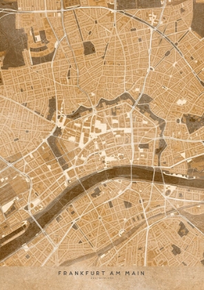 Picture of SEPIA VINTAGE MAP OF FRANKFURT DOWNTOWN GERMANY