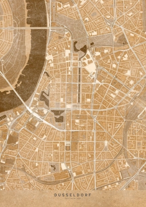 Picture of SEPIA VINTAGE MAP OF DAANDFRAC14;SSELDORF DOWNTOWN GERMANY