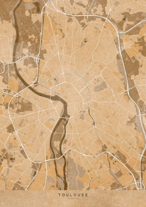 Picture of SEPIA VINTAGE MAP OF TOULOUSE FRANCE