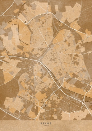 Picture of SEPIA VINTAGE MAP OF REIMS FRANCE