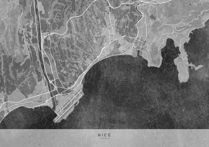 Picture of GRAY VINTAGE MAP OF NICE FRANCE