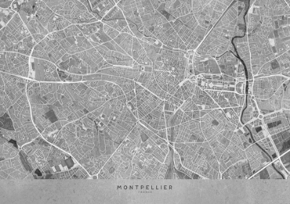 Picture of GRAY VINTAGE MAP OF MONTPELLIER FRANCE