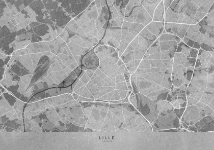 Picture of GRAY VINTAGE MAP OF LILLE FRANCE