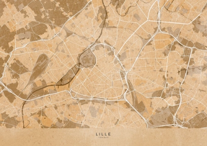 Picture of SEPIA VINTAGE MAP OF LILLE FRANCE