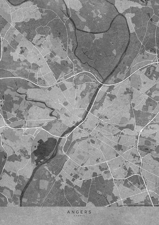 Picture of GRAY VINTAGE MAP OF ANGERS FRANCE