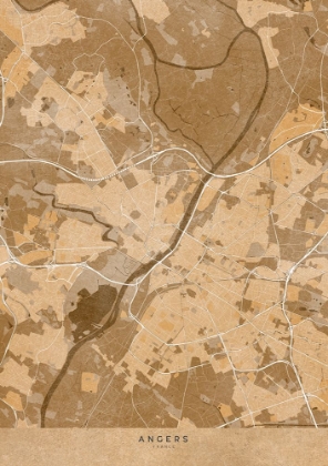 Picture of SEPIA VINTAGE MAP OF ANGERS FRANCE