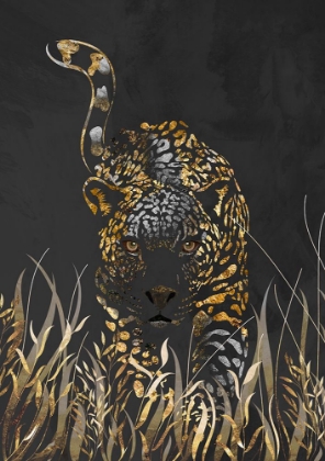 Picture of BLACK GOLD JAGUAR IN GRASS