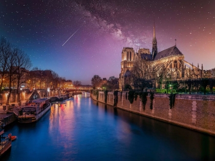 Picture of NOTRE-DAME DE PARIS AT NIGHT, FRANCE
