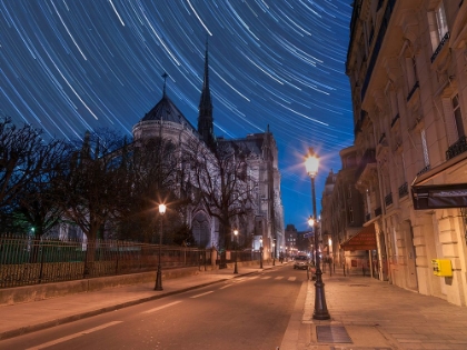 Picture of STAR TRAILS ABOVE NOTRE-DAME DE PARIS