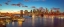 Picture of EVENING VIEW OF LOWER MANHATTAN SKYLINE WITH BROOKLYN BRIDGE OVER EAST RIVER, NEW YORK