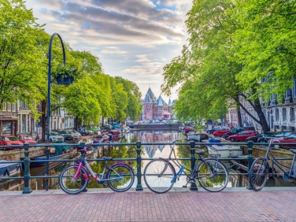 Picture of BICYCLES PARKED ALONG THE CANAL, AMSTERDAM