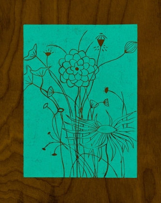 Picture of WENGE WOOD FLORAL 2-TEAL