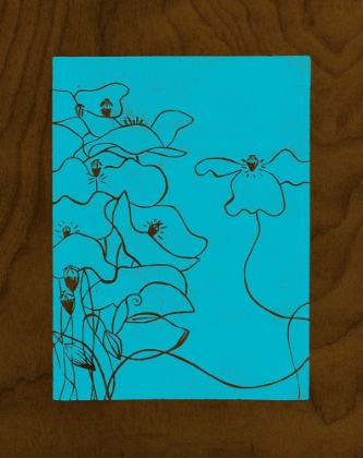 Picture of WENGE WOOD FLORAL 3-BLUE