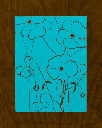 Picture of WENGE WOOD FLORAL 4-BLUE